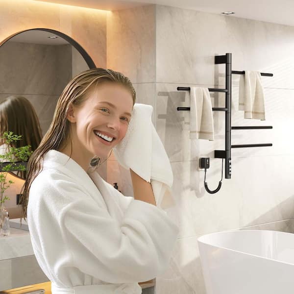 IOOI 5-Bar Hardwired and Plug-in Electric Towel Warmer in Matte