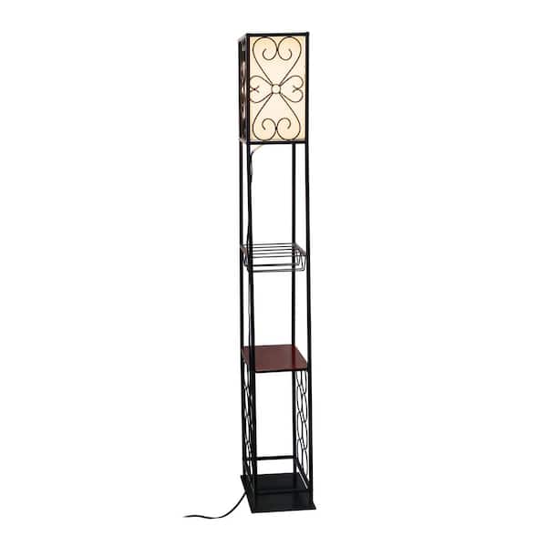 Wine Rack Floor Lamp With Linen Shade, Mainstays Etagere Floor Lamp