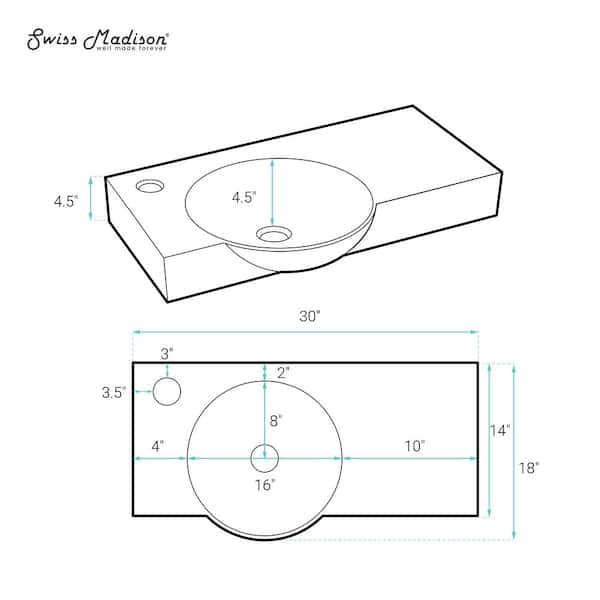 Swiss Madison Chateau 29.31 in. Left Side Faucet Wall-Mount