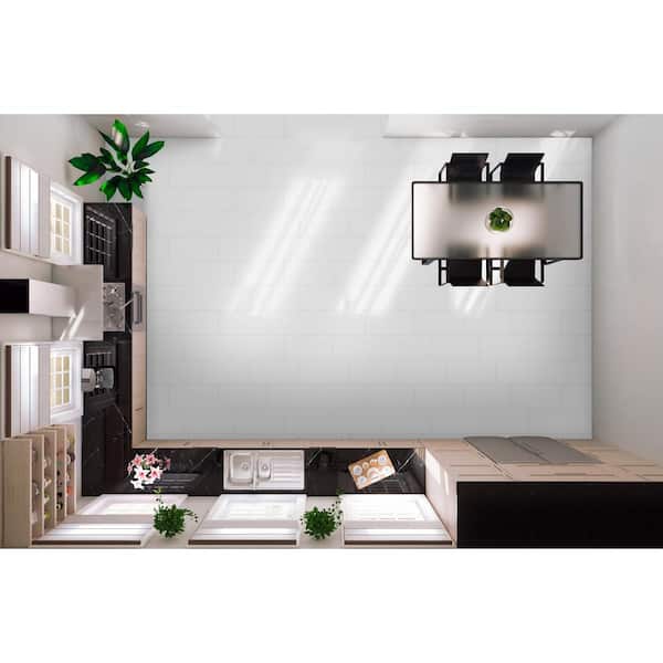 White 12 in. x 24 in. Polished Porcelain Floor and Wall Tile (11.64 sq. ft. / Case)