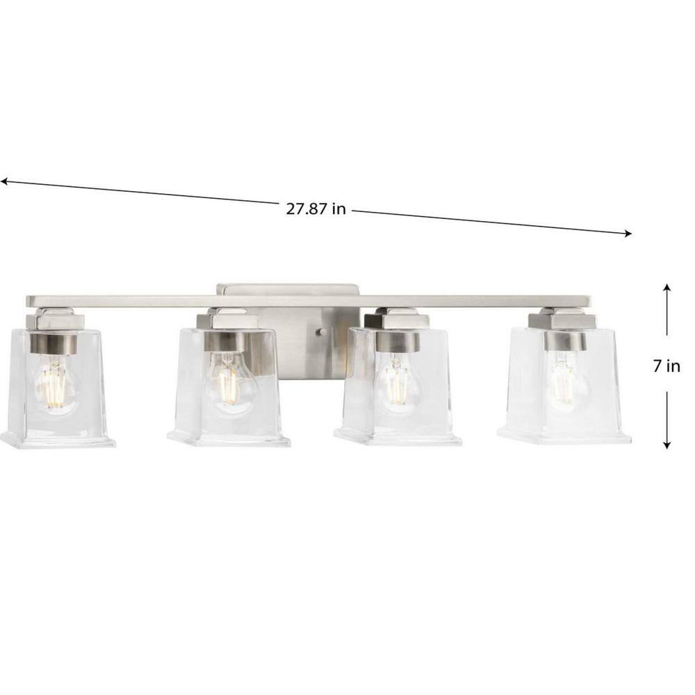 Gilmour Brushed Nickel 4-Light Vanity with Clear Glass Shades