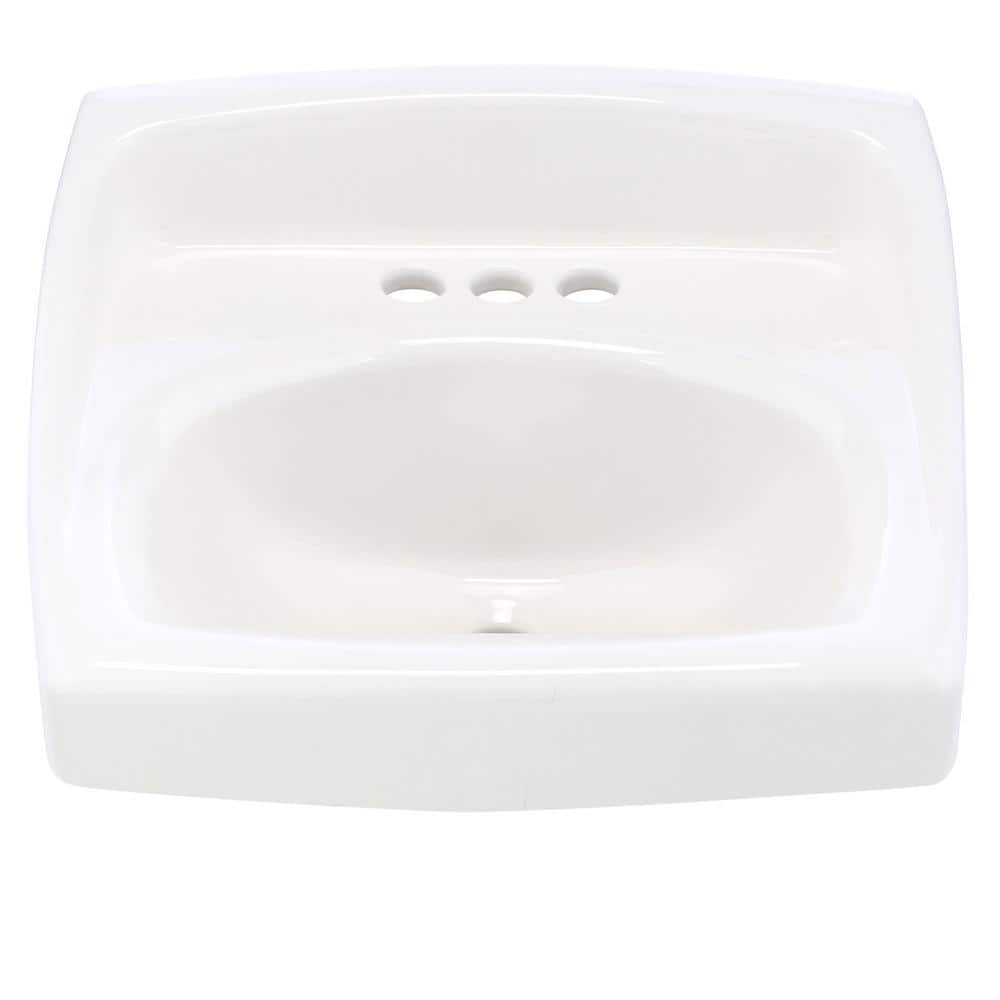 Lucerne White Ceramic Wall-Mount Rectangular Bathroom Sink