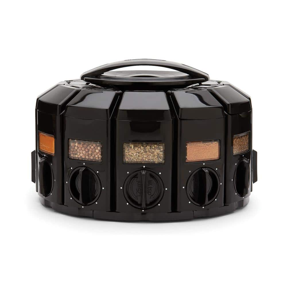 Black Revolving Countertop Spice Carousel with Auto-Measure