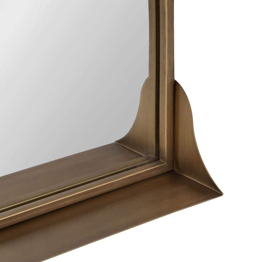 Gramera 20x30 Traditional Scalloped Gold Arch Wall Mirror with Shelf
