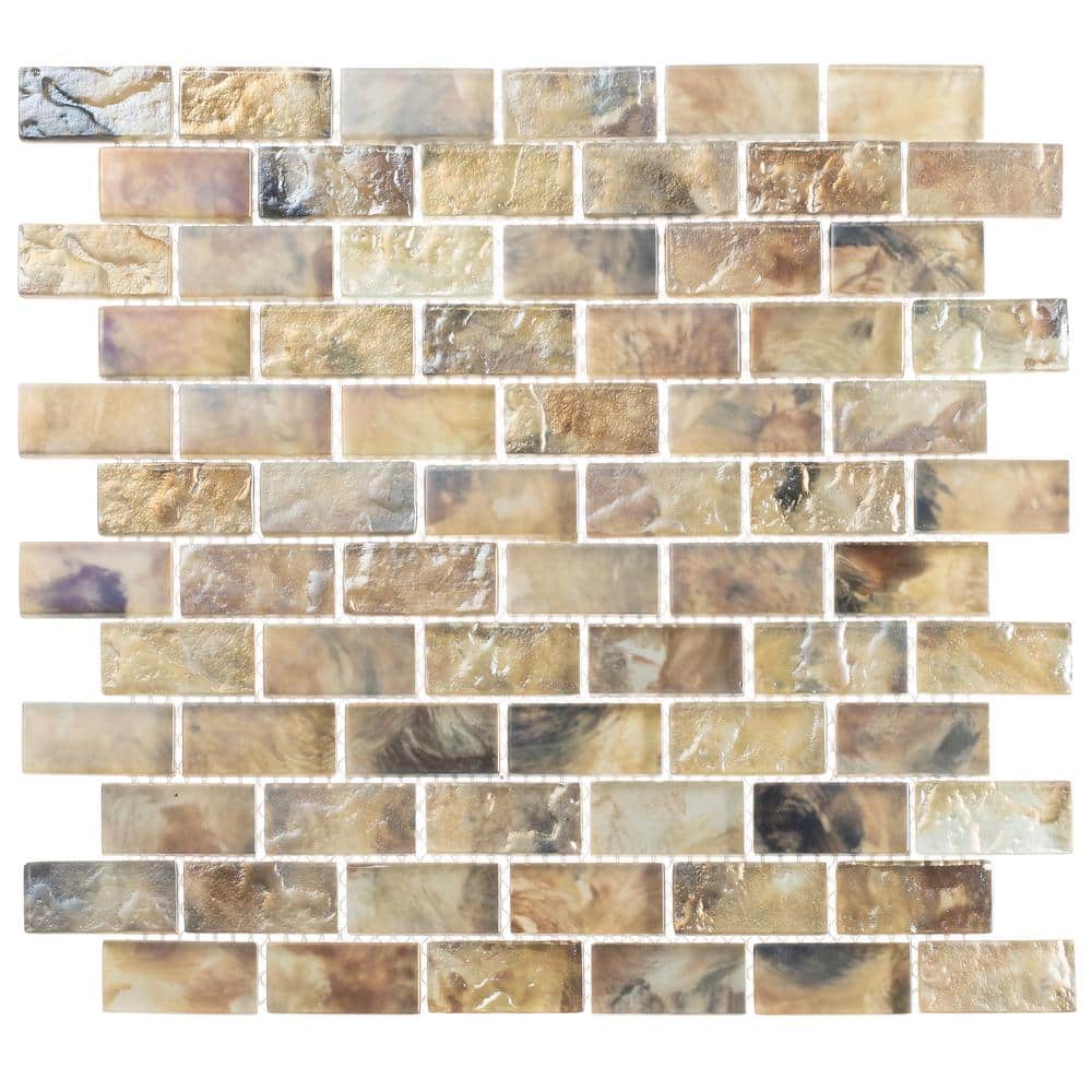 Zalo Haven Brown 1-in. x 2-in. Subway Brick Joint Matte/Polished Glass Wall