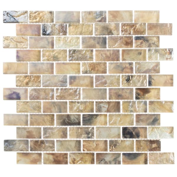Zalo Haven Brown 1-in. x 2-in. Subway Brick Joint Matte/Polished Glass Wall and Floor Mosaic Tile (5 sq. ft./Case)
