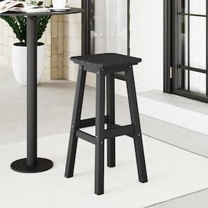 Laguna 29 in. HDPE Plastic All Weather Backless Square Seat Bar Height Outdoor Bar Stool in Black