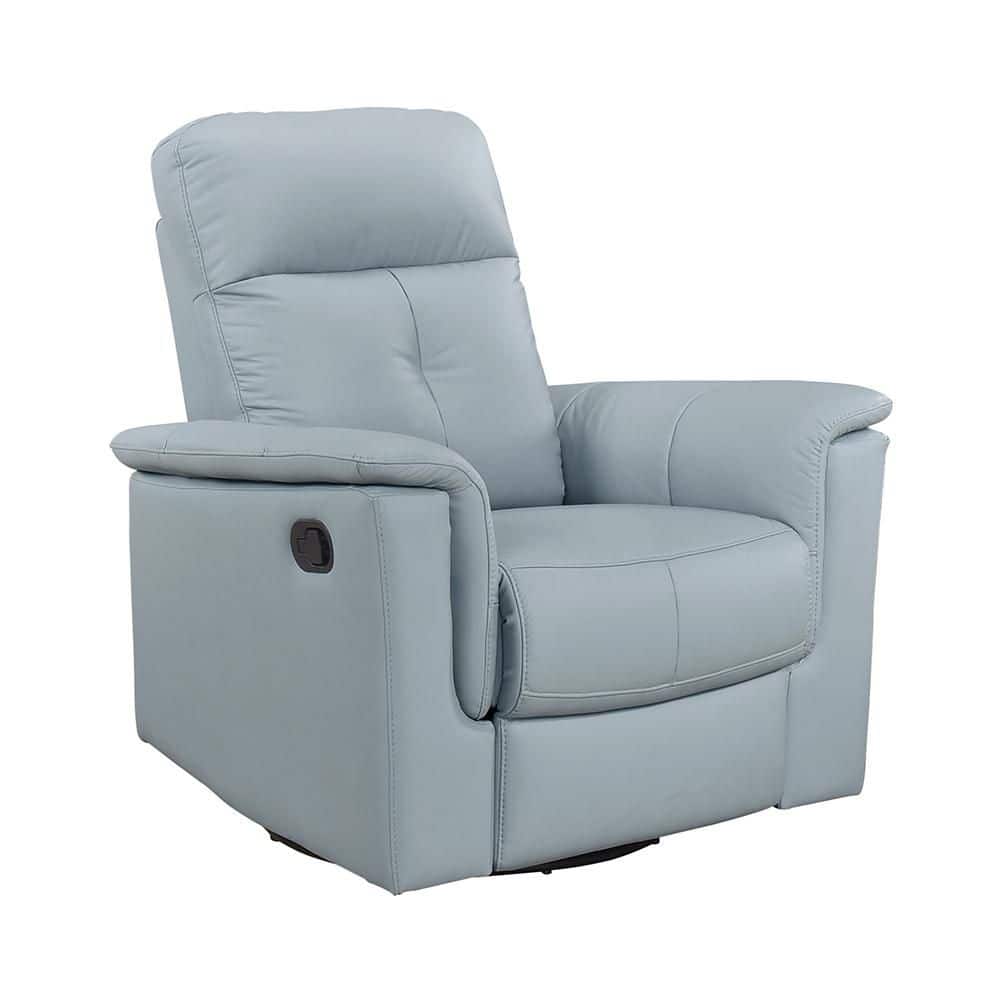 Lazzara Ouray Blue Leather Upholstery Manual Swivel Glider