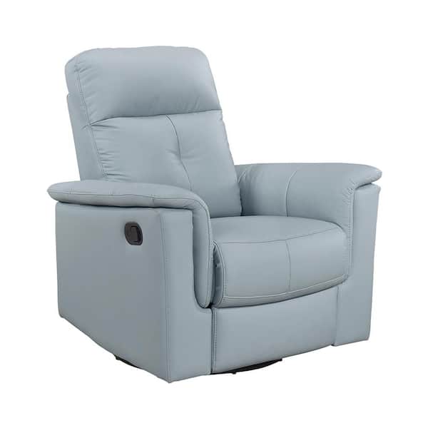 Ouray Blue Leather Upholstery Manual Swivel Glider Recliner