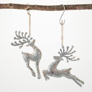 7.25 in. and 6 in. Silver Reindeer Ornament - Set of 2, Silver Christmas Ornaments