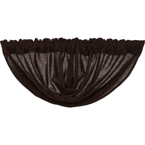Burlap Chocolate 60 in. W x 15 in. L Cotton Rod Pocket Farmhouse Kitchen Curtain Balloon Valance in Chocolate Brown