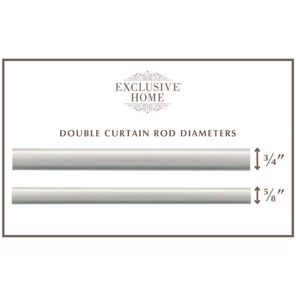 Matte Silver Adjustable Double Curtain Rod Set with Finials