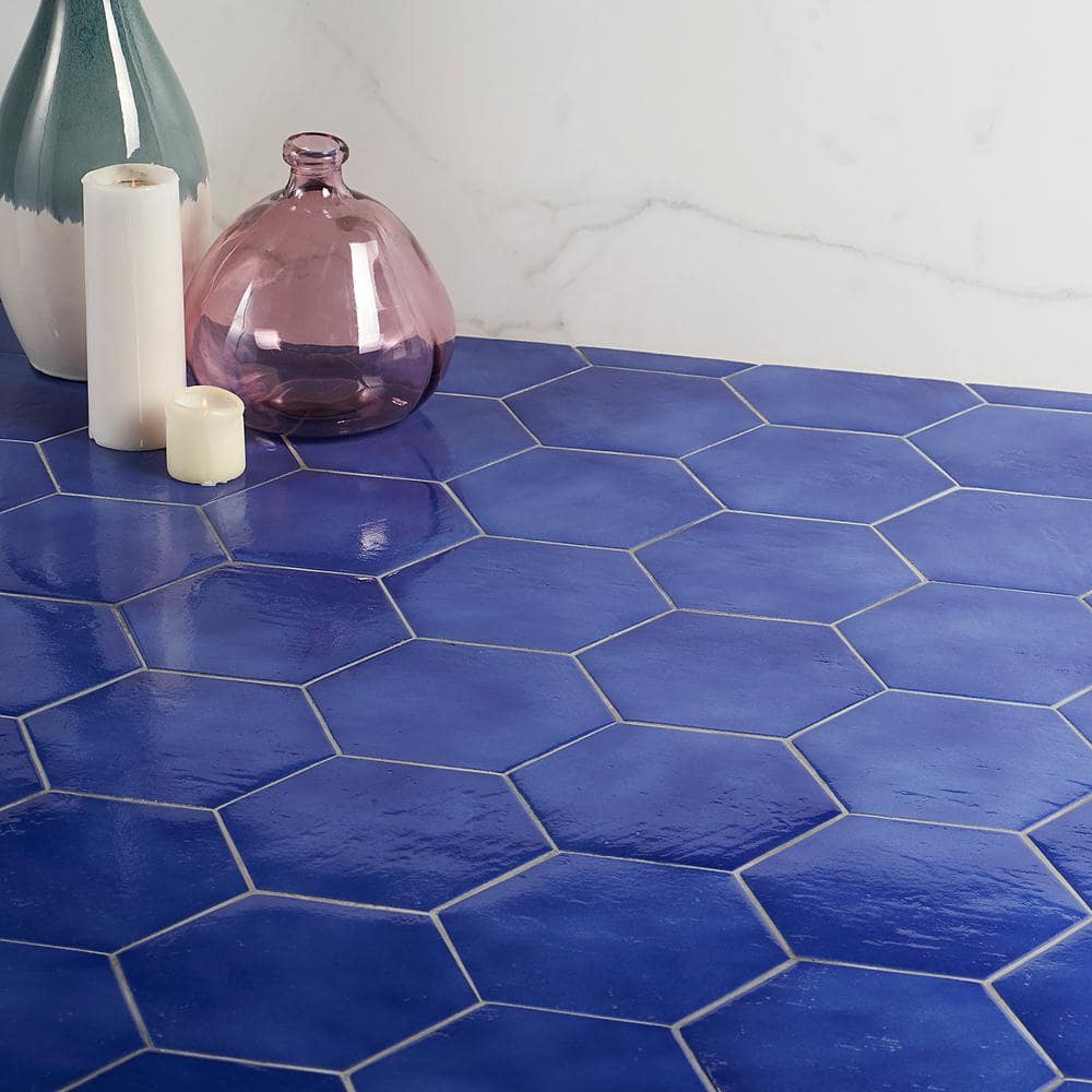 Palermo Blue Hexagon 7" x 8" Polished Porcelain Tile