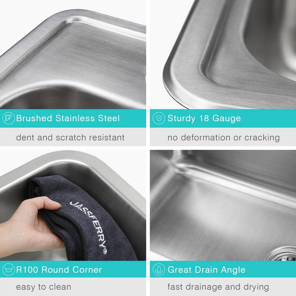 25" x 22" Stainless Steel Single Bowl Kitchen Sink with Accessories
