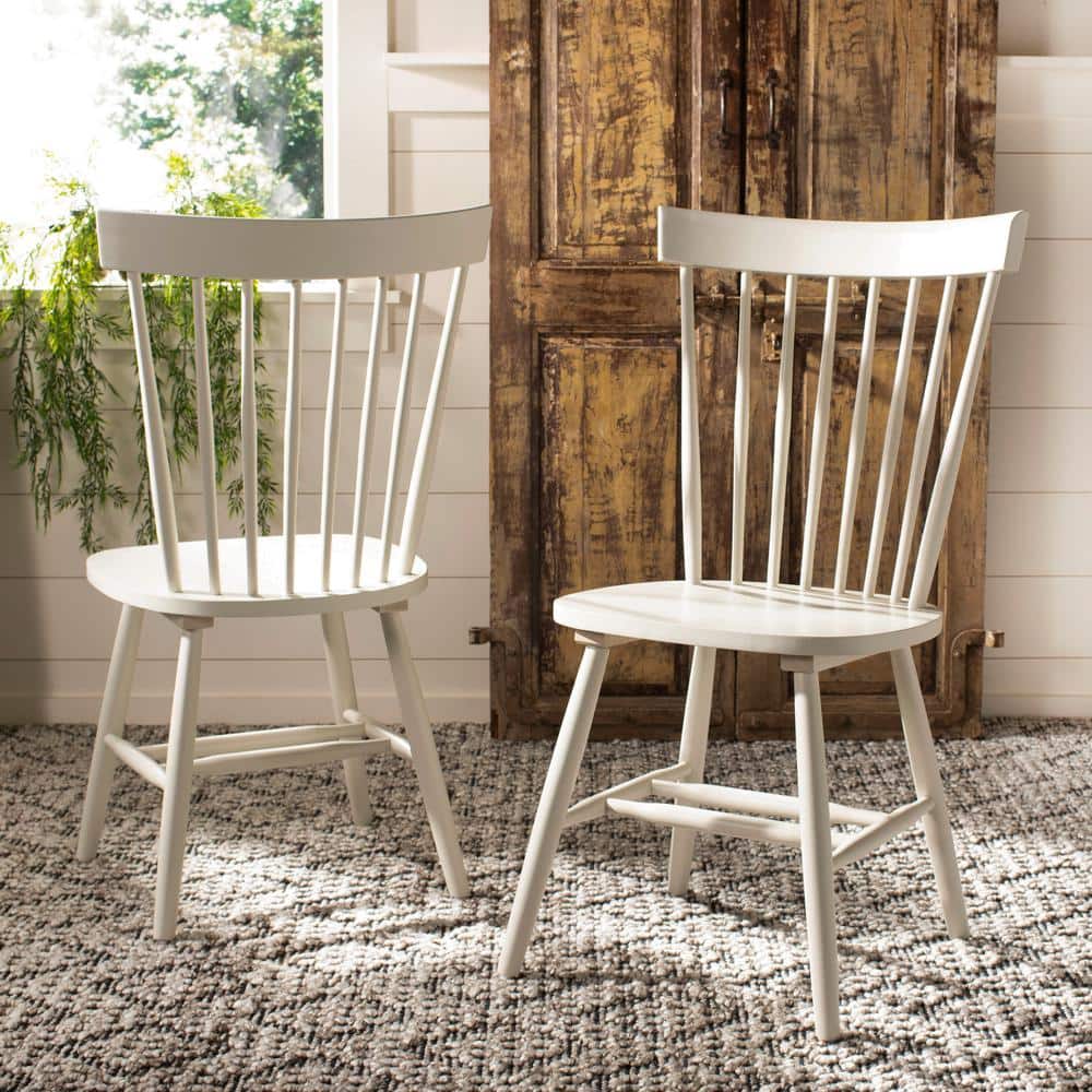 Off-White Oak Windsor Slat Back Side Chair Set