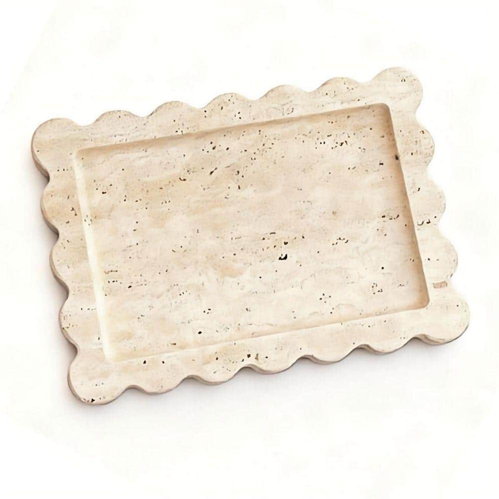Light Beige Travertine 11 in. Handmade Decorative Tray HDFB3Y2HPF