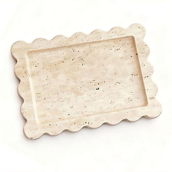 Light Beige Travertine 11 in. Handmade Decorative Tray HDFB3Y2HPF