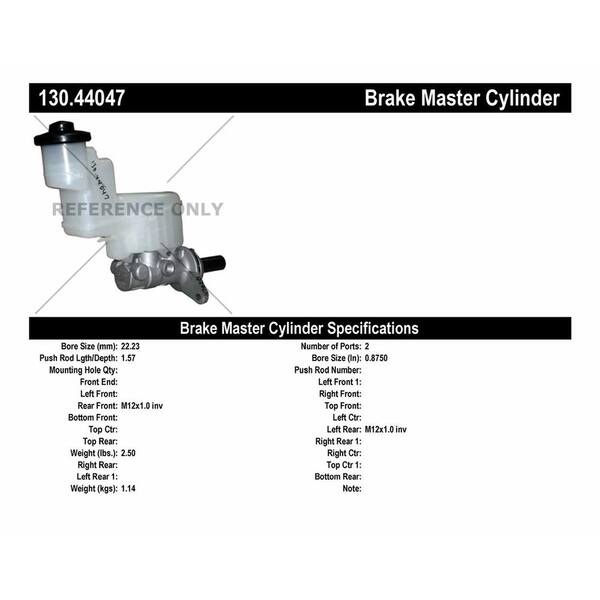 Centric Parts Brake Master Cylinder 2007-2009 Toyota Camry 2.4L