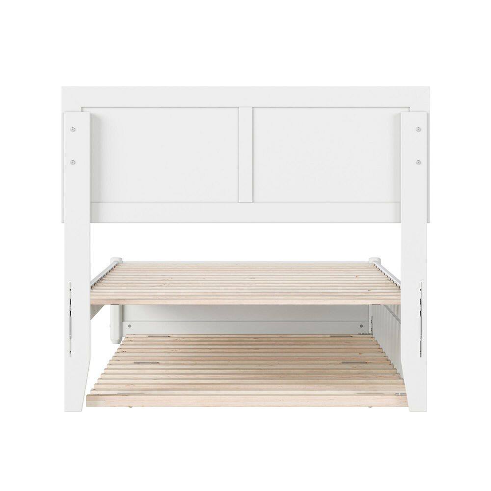 Lylah Walnut Brown Solid Wood Frame King Platform Bed with Panel Footboard and Twin XL Trundle - thumbnail 5