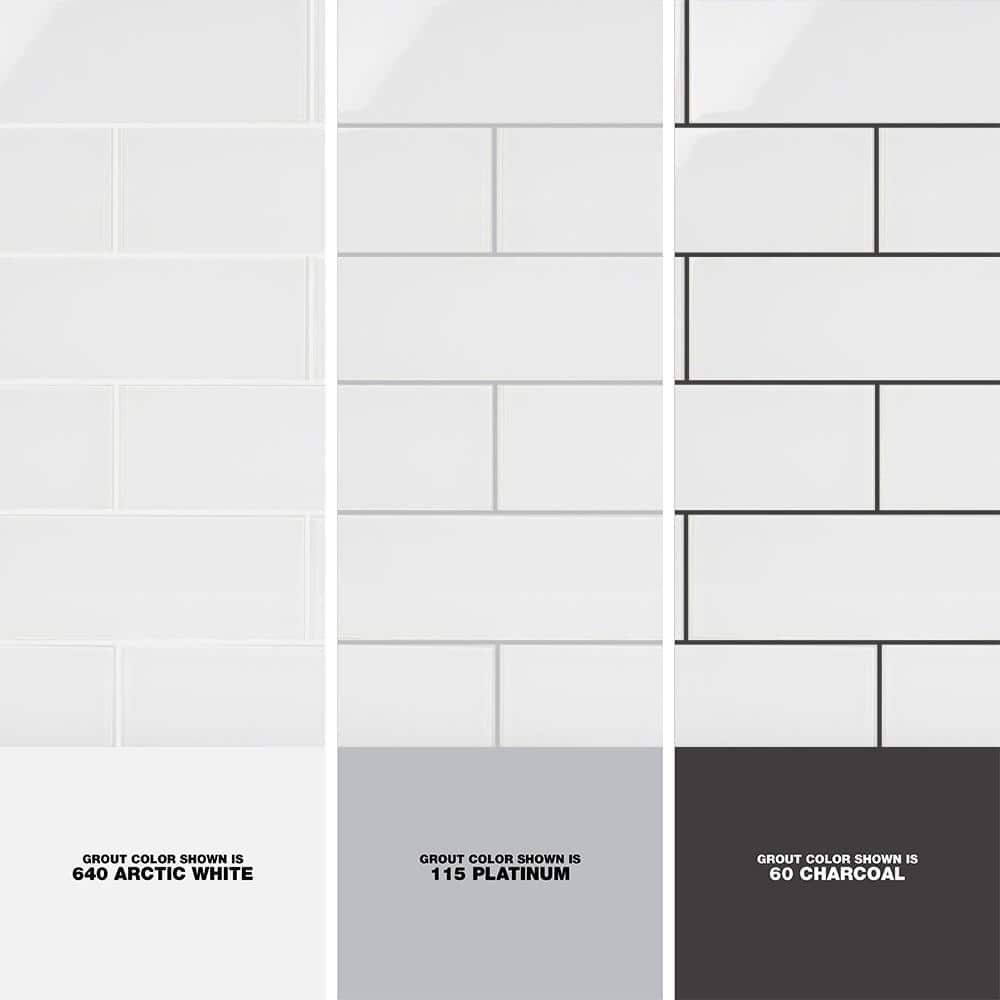 Lucid White Polished Glass Subway Tile 4x12