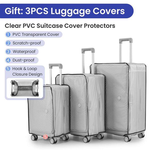 3-Piece Hardside Luggage Set in Navy Blue, Expandable Carry 3-Piece Hardside Luggage Set in Navy Blue, Expandable Carry