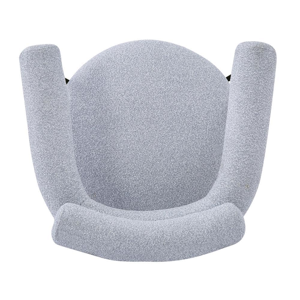 Gray Upholstered Metal Armchair Set with Low Slat Back