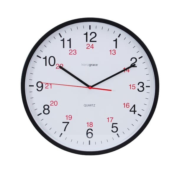Kiera Grace Synchro Silent Wall Clock 12 Inch 3/4 Inch Deep Black AZ Home and Gifts HO87504-4