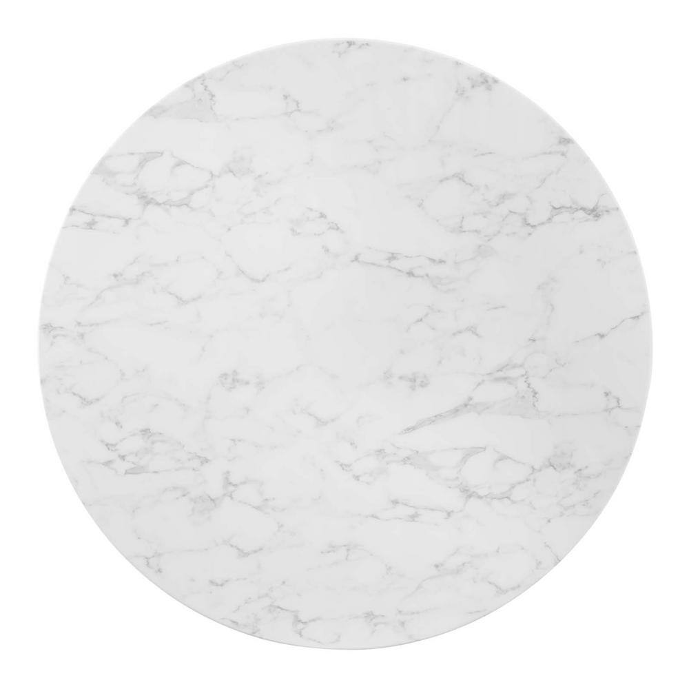 Scandi Charm 47" Round Wood & Marble Dining Table