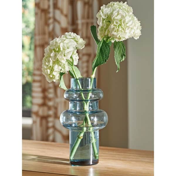 Vallmen 10 in. Blue Glass Gourd Decorative Vase