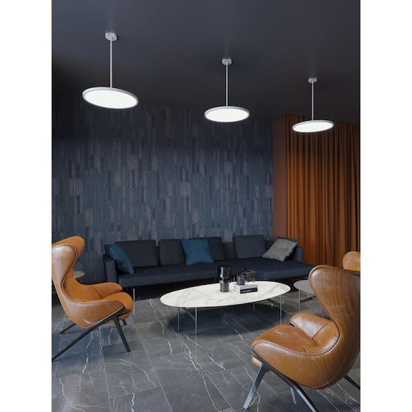 AFX Edge Round Large Integrated LED Black Shaded Pendant with