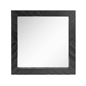 20in x 20in Rustic Square Black Textured Wood Framed Accent Mirror