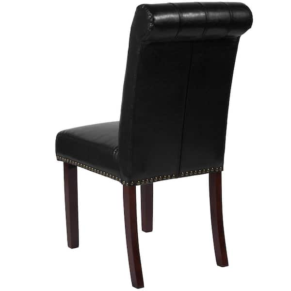 Black leather deals parsons chair