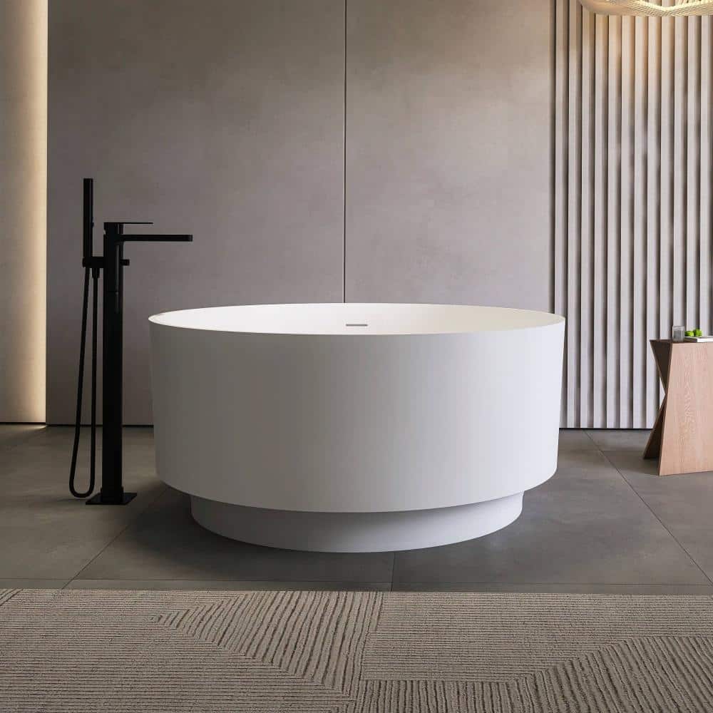 49 in. x 49 in. Solid Surface Flatbottom Freestanding Soaking Bathtub in Matte White price history on PriceWatchPro