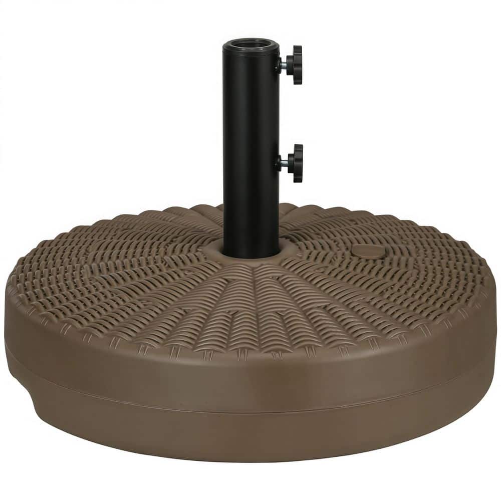 "64 lbs. Fillable Patio Umbrella Base in Brown with Steel Umbrella Holder, for 1.5"" or 2"" Umbrella Poles, Deck, Poolside" price history on PriceWatchPro