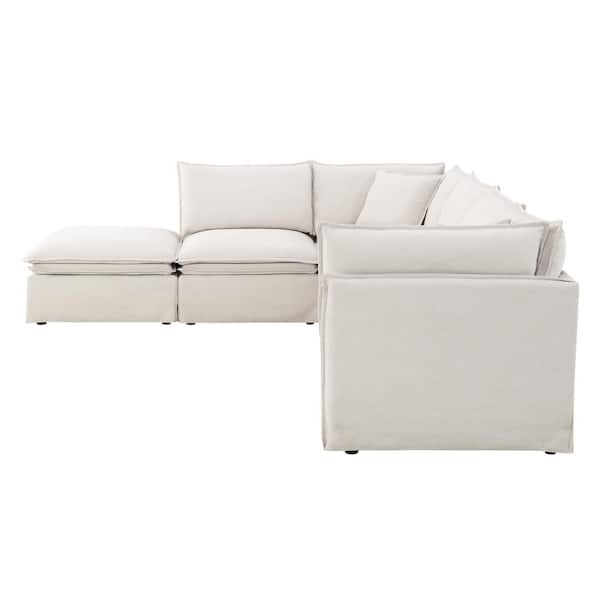 Harper & Bright Designs 125.5 in. 6-Piece Modular Chenille L