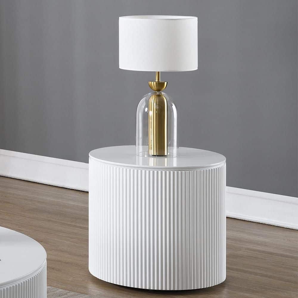 Dyllan 22 in. White High Gloss Finish Round Other End Table with No Additional Features price history on PriceWatchPro