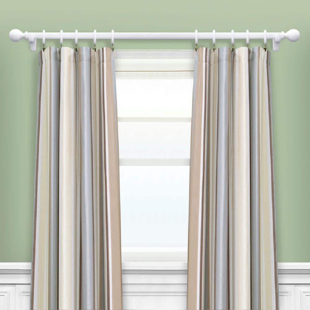 Mix and Match 1-3/8 in. dia. Wood Single Curtain Rod White - 8 FT (96 in.)