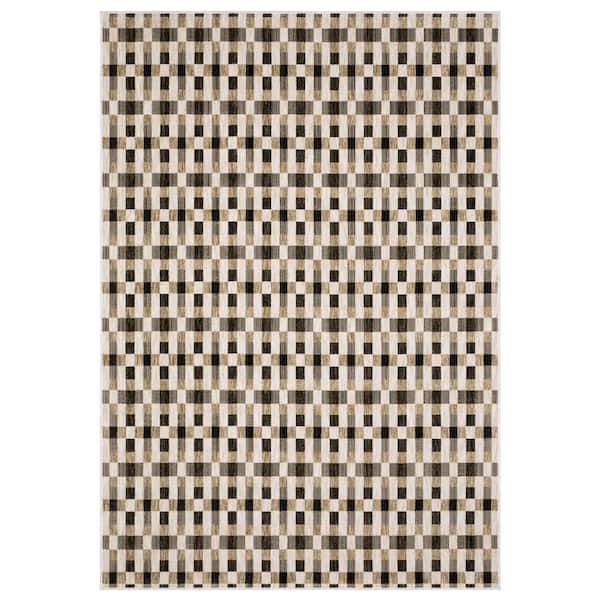 Helix Black/Gold 4 ft. x 6 ft. Checkerboard Geometric Polyester Indoor Area Rug