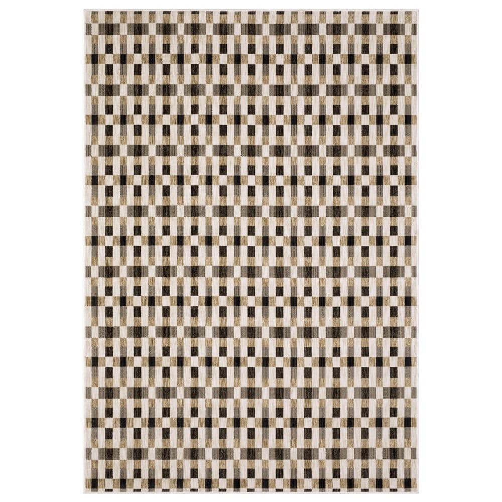 Helix Black/Gold 6 ft. x 9 ft. Checkerboard Geometric Polyester Indoor Area Rug price history on PriceWatchPro