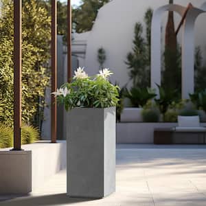 Modern 28in. High Large Tall Tapered Square Stone Finish Outdoor Cement Planter Plant Pots