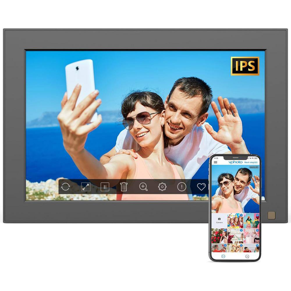 10.1 in. WiFi Digital Picture Frames with IPS Touch Screen, 32GB, Motion Sensor, Slideshow in Black