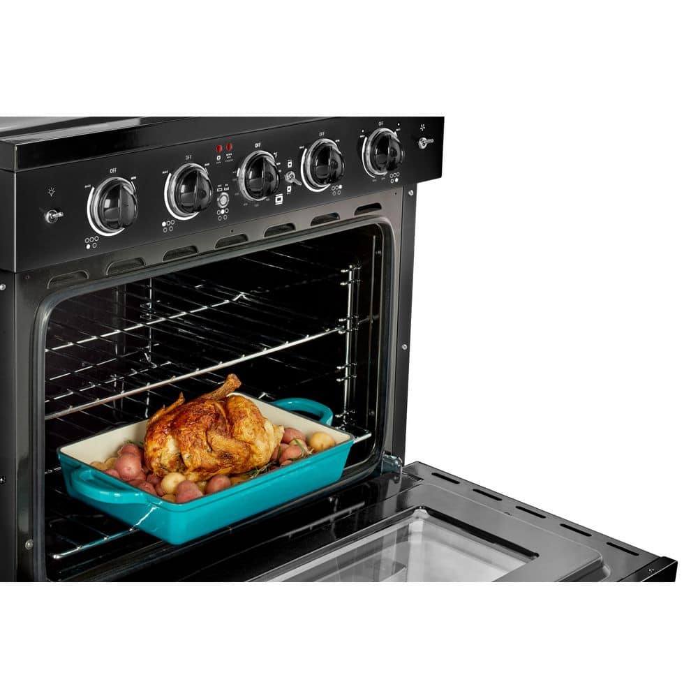 Midnight Black 30" Retro Freestanding Electric Range with Convection Oven