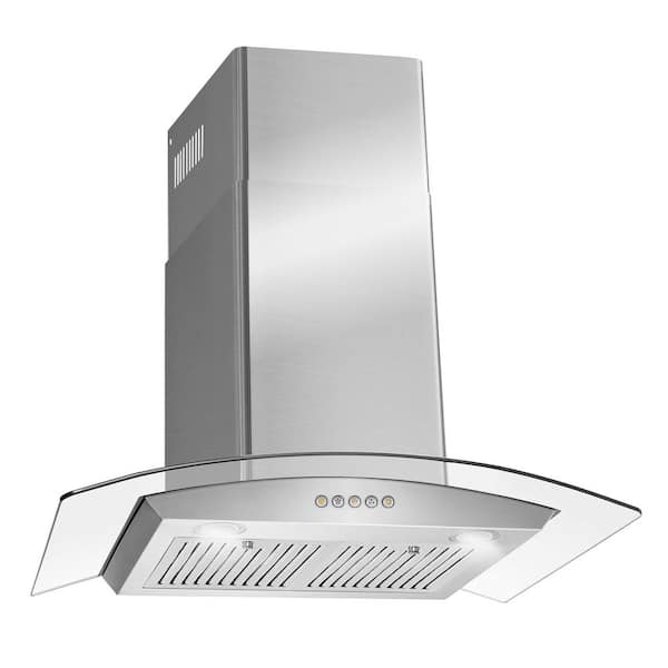 30 in. Vista Collection 380 CFM Ductless Wall Mount Range Hood, Button Controls, LED Lights, Stainless Steel