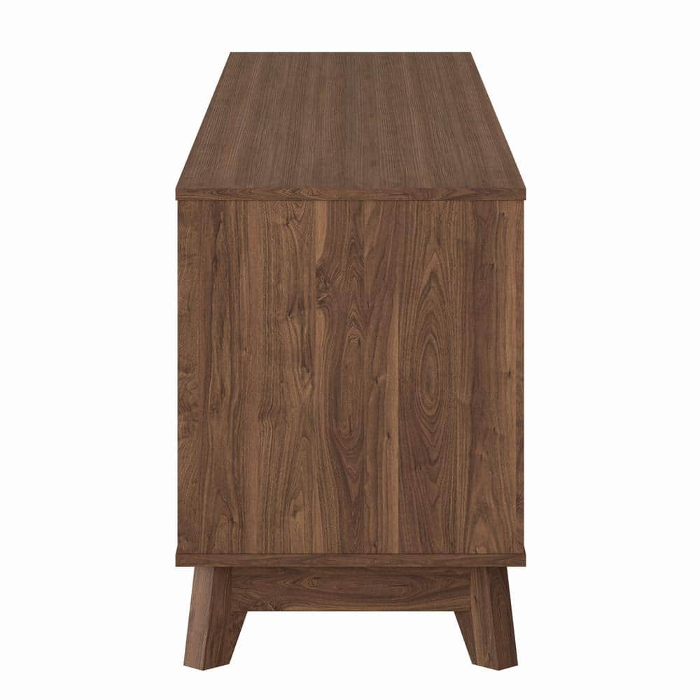 Mid-Century Modern Flared Leg 76" Wood Grain TV Stand with Drawers - Brown