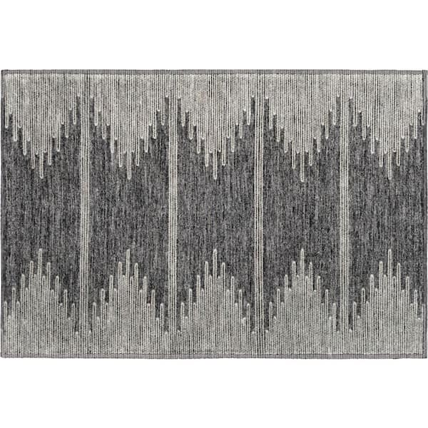 Addison Rugs Mayfield Premium Machine Washable Indoor/Outdoor Geometric AMF647 Charcoal 1 ft. 8 in. x 2 ft. 6 in. Area Rug