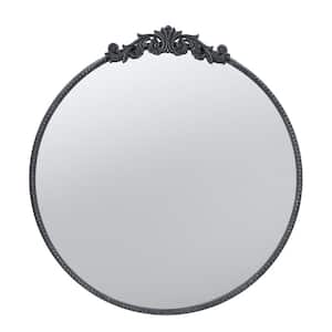 30 in. W x 32 in. H Classic Design Metal Oval Framed Wall Bathroom Vanity Mirror in Black