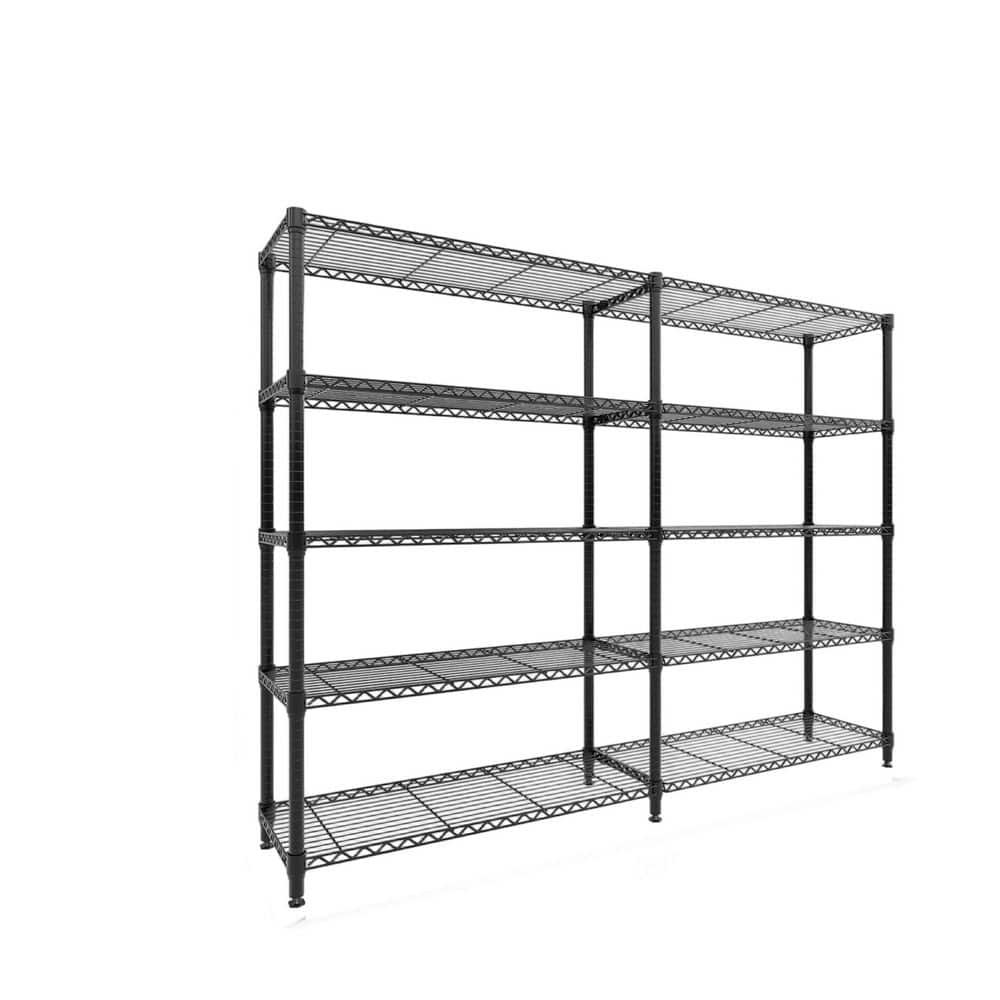 13.8 in. D x 59 in. W x 70.5 in. H 5-Tier L-Shaped Black Metal Storage Shelve Adjustable Shelf,Storage Rack for Kitchen price history on PriceWatchPro