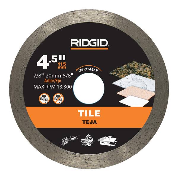 RIDGID 4.5 in. Tile Continuous Rim Diamond Saw Blade