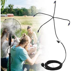 Fan Misting Kit for Cooling Outside with 19.6 ft. Misting Line, 4 360° Rotatable Brass Nozzles (Fan Not Included)