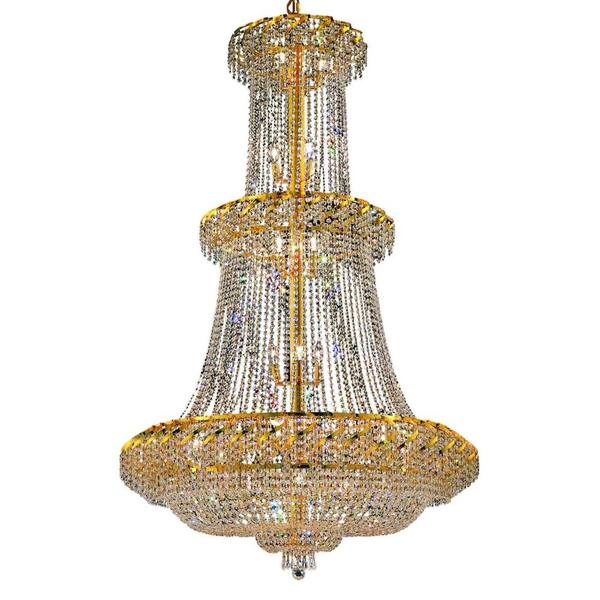 Elegant Lighting 32-Light Gold Chandelier with Clear Crystal